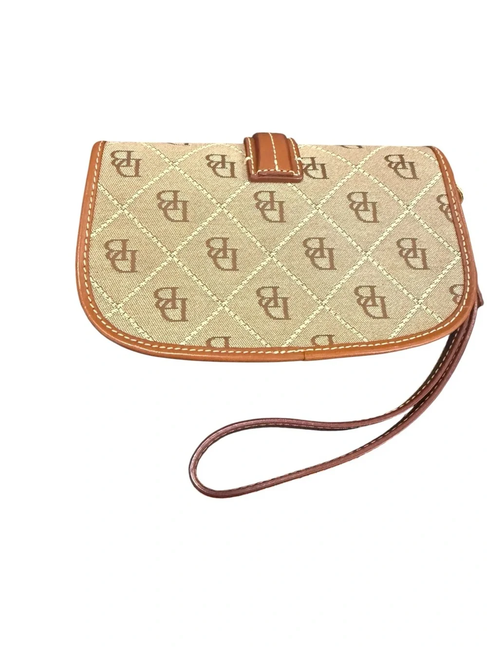 Dooney & Bourke Beige and Brown Monogram Wristlet